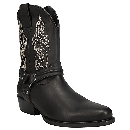 Dingo Mens Dragon Embroidered Round Toe Pull On Dress Boots Mid Calf - Black2