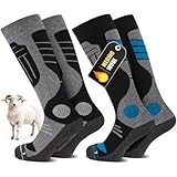 SukModen 2 Paires Chaussettes Ski Laine de Mérimée Pour Dames et Messieurs, Thermiques C...