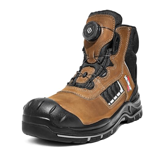 Image of Composite Toe Work Boots for Men and Women - Exceeds Steel Toe Protection, Quick Fit System, Kevlar Puncture-Resistant Midsole, S3 HRO Certified, Heat-Resistant, Waterproof, Rubber Slip-Resistant Outsole, Safety Shoes for Industrial & Welding Use