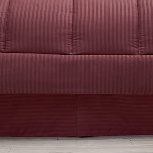Image of Sweet Home Collection 8 Piece Bed In A Bag with Dobby Stripe Comforter, Sheet Set, Bed Skirt, and Sham Set - Queen - Burgundy