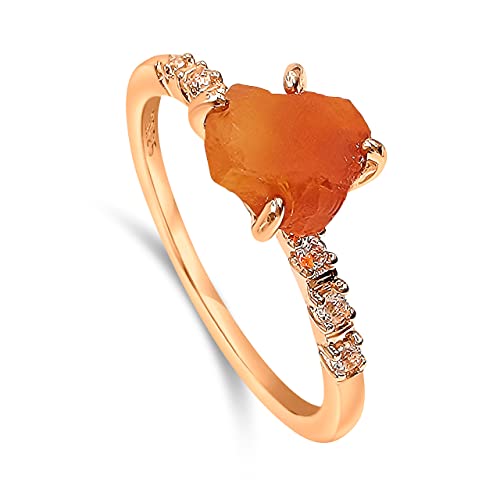 Real Raw Carnelian Crystal Dainty Ring...