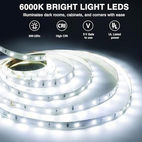 FUPT LED Strip 2M USB,Warmweiß bis Kaltweiß LED Streifen, Flexibel DIY LED Band, LED Leiste, 300 LEDs SMD 2835, LED Lichtband für Innen Küche Zimmer Deko