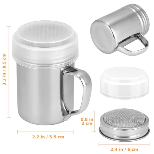 Accmor 2 Pack Powdered Sugar Shaker Duster, Cinnamon Shaker Flour Sifter, Fine Mesh Stainless Steel Dredge for Baking Soda Flour Cinnamon Cocoa