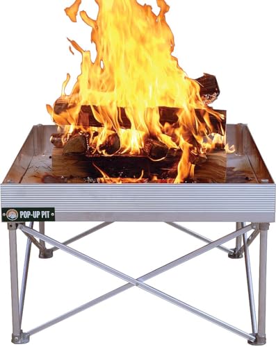 FIRESIDE OUTDOOR Pop-Up Fire Pit | Portable and Lightweight | Fullsize 24 Inch | Weighs 7 lbs. | Never Rust Fire Pit | Heat Shield NOT Included