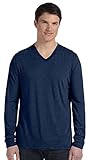 Bella 3425 Unisex Long Sleeve V-Neck Tee - Navy Triblend, Extra Large