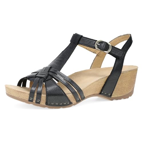 Image of Dansko Tia Fisherman Wedge Sandal for Women - Contoured Footbed for All-Day Comfort and Support - Adjustable Hook & Loop Straps with Buckle Detail