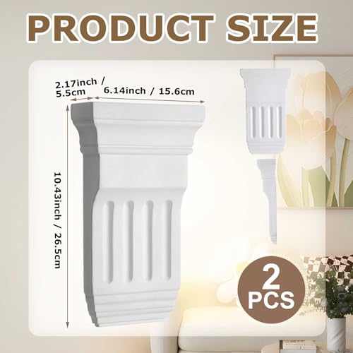 Image of Briwooody 2 Pcs Unfinished Paintable Corbels Bracket for Doorway Countertop Home Cabinet Bookshelves Furniture Support PU (6 W X 2 D X 10 3 /8 Inch H,French Style)