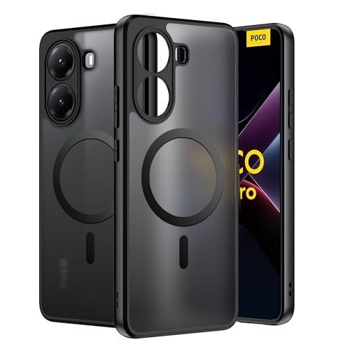 FDHYFGDY Hülle für Xiaomi Poco X7 Pro 5G Magnetische Schutzhülle Ultradünne Kratzfeste PC-Hartschale+Seitliches Rutschfestes Weiches Silikon rutschfest und Stoßfest Durchscheinende Matte Case