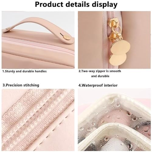 Multi-compartment Toiletry Cosmetics Bag, Cosmetic Bag, Makeup Bag, Multi Compartment Toiletry Bag, PU Leather Portable Storage Large Capacity3