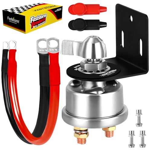 300A 12V 48V Battery Disconnect Switch with 2GA Cable Side Post M...