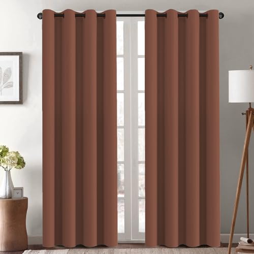 Image of H.VERSAILTEX Blackout Curtain for Living Room Thermal Insulated Window Treatment Curtain Extra Long 84 inch Length Energy Saving Solid Grommet Top Blackout Drape, One Panel, Washed Spice, 52 inchW x 84 inchL