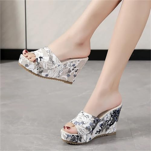 Summer Slippers Platform Embroidered Thick Sole Fashion Wear Women's Shoes3