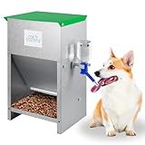 Automatic Gravity-Fed Dog Feeder with Water Bowl - Galvanized Steel Indoor/Outdoor Pet Food Station - 25lb Heavy-Duty Kibble Dispenser for All Dog Sizes