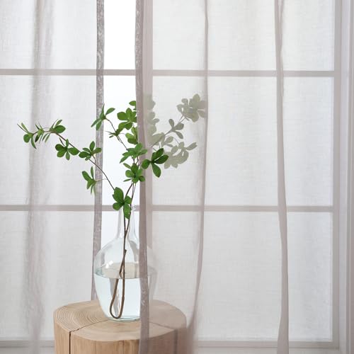 L.Z.E Sheer Curtains for Windows Light Grey Curtains & Drapes for Living Room Bedroom Nursery 57-58 Inch Drop & Short Eyelet Sheer Curtains - Image 4