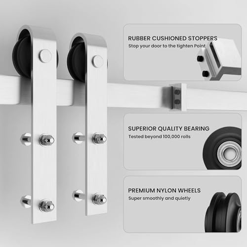 Image of SMARTSTANDARD 26in x 84in Sliding Barn Door with Brushed Nickel Hardware