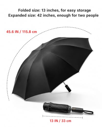 Image of Contacts Compact Folding Umbrella - Windproof Travel Umbrella with Automatic Open /Close, Waterproof, UV Protection, Portable Umbrella for Men, Women & Kids