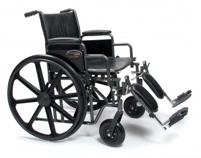 E&J 3G010420 Traveler HD Wheelchair - 22X18 Detachable Desk Arm, Swingaway Footrest