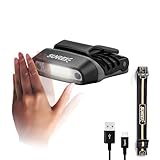 SUNREI Rechargeable Motion Sensor Clip on LED Hat Light with 150 Lumen & 600 mAh Headlamp, Rotatable Head Flashlight for Fishing Camping Running Hand Work, Include Headband (Gary)
