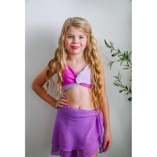 HIHA Girls Swimsuit 3 Piece Bikini with Cover Up Skirts Size 6-123