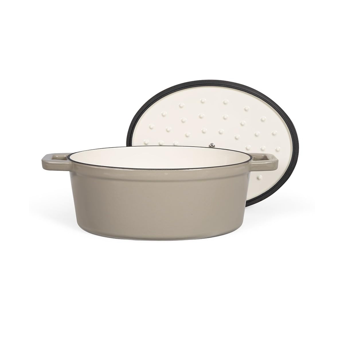 Livoo - Olla ovalada de hierro fundido MEP129G - 4,5L, tapa con picot, 29 x 22 cm, 5,5 kg