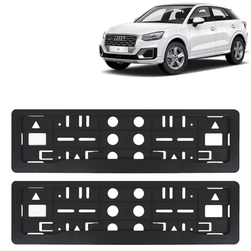 Image of KINGSWAY Q2 Car Number Plate Frames for All 2020 Onwards Models of AUODI Car Registration Plate Holders, Black Licence Plate Covers (Front and Rear), Universal Size 51.5 x 14.5 cm