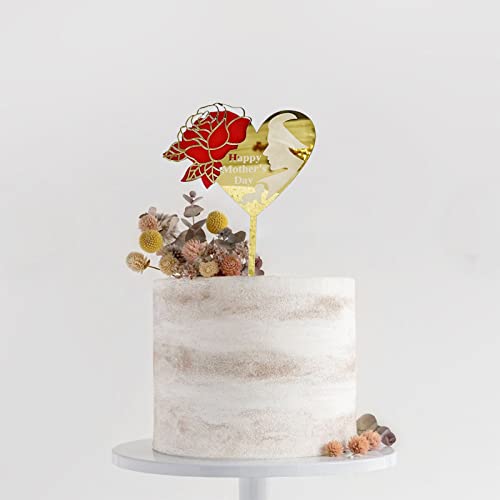 6 Pcs Happy Mother’s Day Cake Topper Party Gold Glitter Cupcake Picks Decorative Party Cake Mom Letter Cake Topper Supplies Decoration For Mother's Day Mom's Birthday Decorations (White Gold) #TOP5