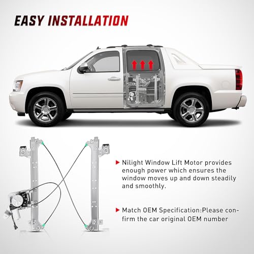 Image of Nilight Rear Driver Side Power Window Regulator /Motor Compatible with 2001 2002 2003 2004 2005 2006 Chevrolet Avalanche Silverado Suburban GMC Sierra Yukon XL 1500 2500 3500 741-578