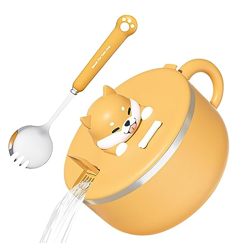 Set di ciotole per ramen giapponesi, simpatiche ciotole in ceramica da 1200 ml, ciotola per ramen istantaneo con coperchio per cani, antipolvere, grande capacità, essenziali per il college con