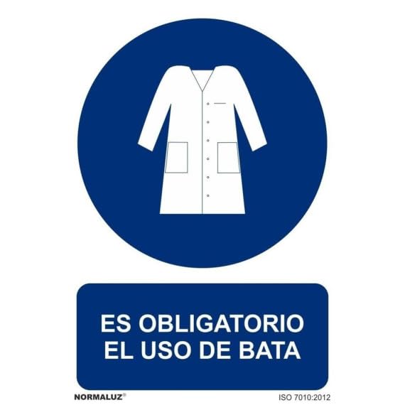 Es Obligatorio El Uso de La Bata, señal de obligación (varios formatos) SEKURECO