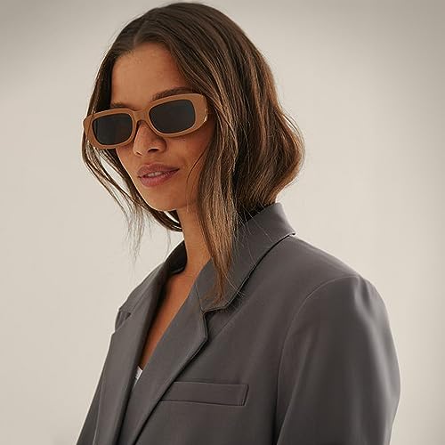 Image of BUTABY Rectangle Sunglasses for Women Retro Driving Glasses 90's Vintage Fashion Narrow Square Frame UV400 Protection