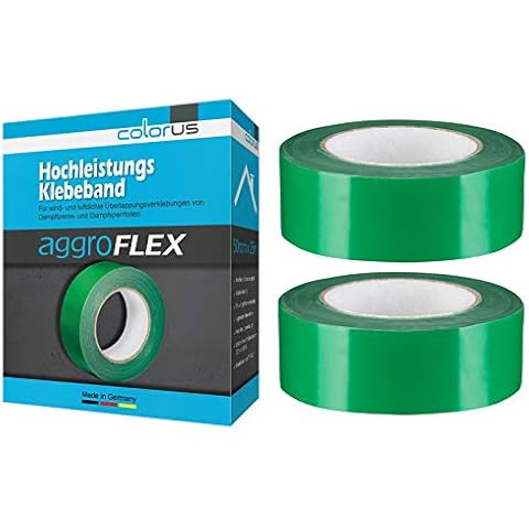 2 x Colorus Vapour Barrier Film 50 mm x 25 m | Foil Tape for Vapour Barrier | Vapour Barrier Tape Aggressive Adhesive | Vapour Barrier Tape | Roof Removal Cover