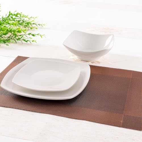 Image of Zulay Kitchen Luna 18-Piece Porcelain Dinnerware Set - Chip and Scratch Resistant Plates and Bowls - Premium Quality Dishes Set for 6, White