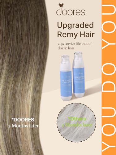 Image of DOORES Weft Hair Extensions, Balayage Walnut Brown to Ash Brown and Bleach Blonde 16 Inch 100g, Sew In Real Human Hair Straight Natural Weave