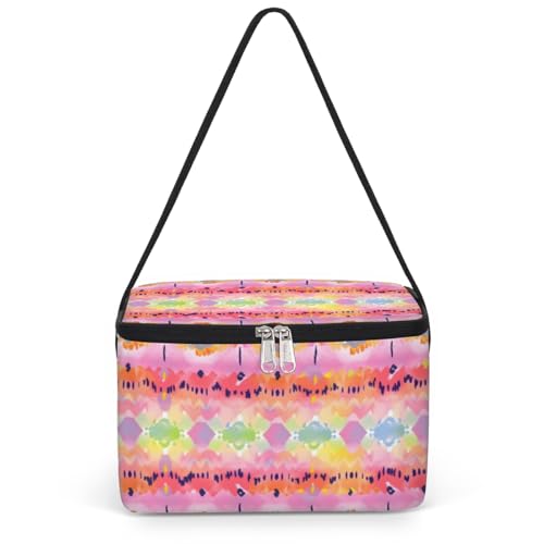 GzLeyigou Tie Dye Lunch Bags for Women Men 9 Cans, Hot & Cold Food Delivery Bag Insulated Grocery Bag Insulated Lunch Box Colorful Cooler Bag for Office Work Picnic Beach
