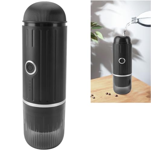 Qcwwy Reise-Kaffeemaschine, USB-Kaffeezubereitung, Automatische Extraktion, Kleine Elektrische USB-Kaffeemaschine, Premium Nachfüllbare Kaffeekapseln, Wiederverwendbares (BLACK)