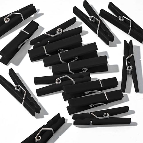 60Pcs Mini Clothespins for Baby Shower Games Black Clothes Pins 1.4 Inch