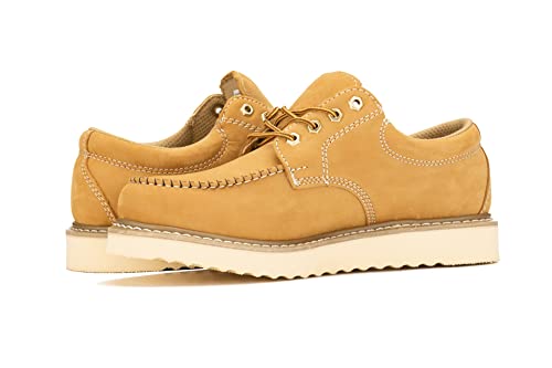 Golden Fox Work Shoe 4" Moc Toe Leather Men's Oxford for Construction & Casual4