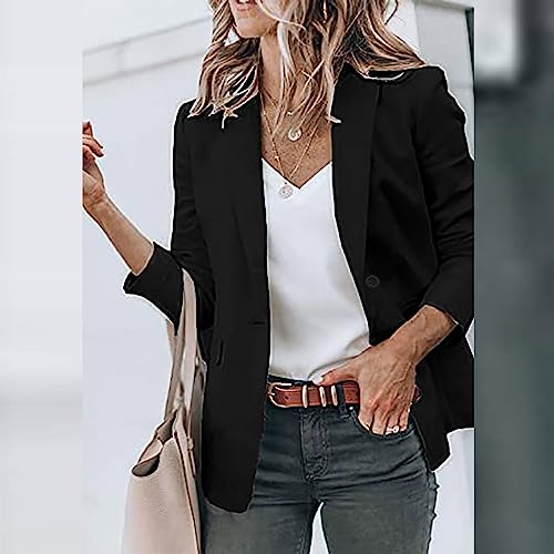 TANGNADE Womens Blazer Plus Size for Work Elegant Long Sleeve Open Front Lapel Collar Business Casual Office Jacket Suit4