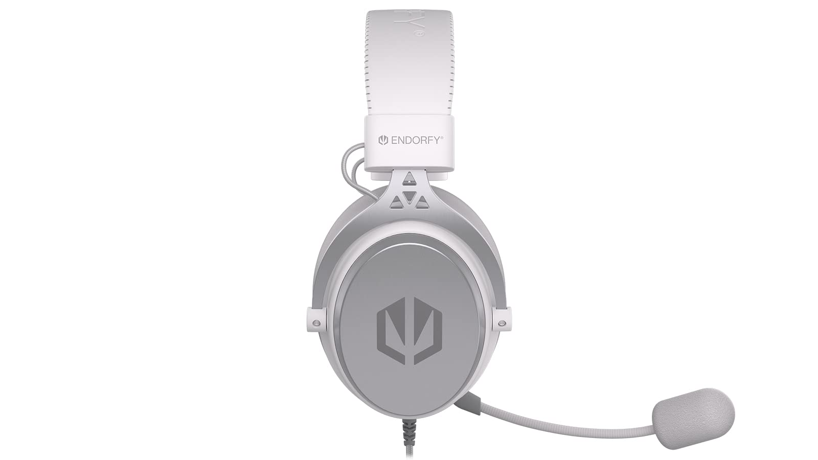 ENDORFY VIRO Plus USB Onyx White, Cuffie Over Ear, Coppia aggiuntiva di Cuscinetti in Tessuto, Microfono Staccabile, Cavo Staccabile, Scheda Audio USB 7.1, EY1A005
