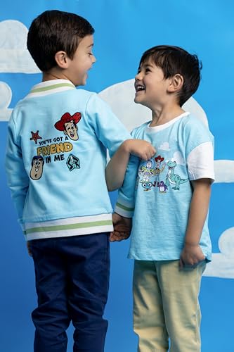 MONICA + ANDY Baby Organic Oversized Slouchy Tee Toy Story Friends on Light Blue, 6/74