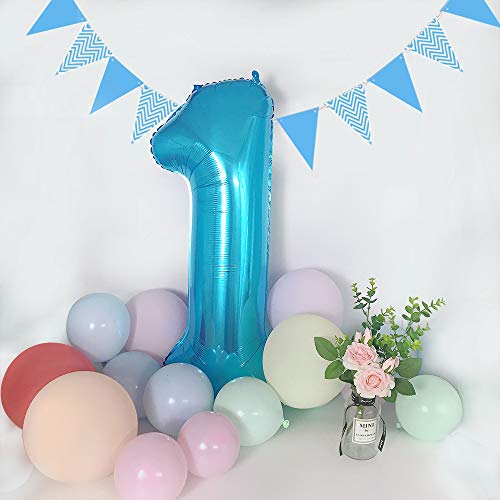 Image of TONIFUL 40 Inch Blue Number 7 Balloons Large Foil 7th Birthday Decorations | Blue 7 Balloon for 2027 Graduation New Year Party, 7th 17th 27th 37th Birthday, Blue Birthday Decor for Men Women Boys Girls