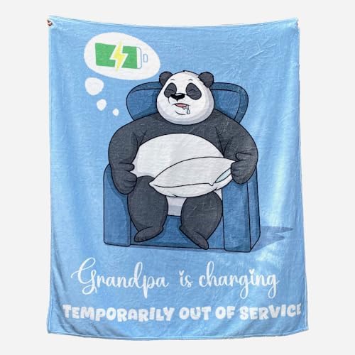 Funny Grandpa Birthday Gifts, Grandpa is Charging Panda Blanket 60