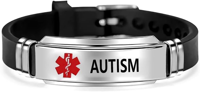 Medical Alert ID Tag Silicone Bracelet Sport Adjustable Wristband Emergency First Aid Health Alert Laser Engraved Waterproof Bracelet for Women Men