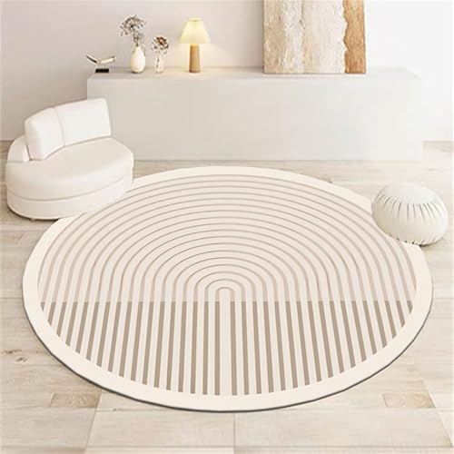 Hearda Alfombra Redonda, Estampado Estilo WABI-Sabi Terciopelo de Cristal Alfombras Redondas Lavable, Lavable Antideslizante Alfombra Salon Redondas para Cocina Habitacion (Círculos,100cm)