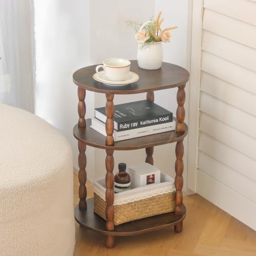 MaxSmeo Side Table, 3-Tier Small End Table, Modern Oval Night Stand Accent Table for Living Room, Bedroom, Rustic Brown - Image 2