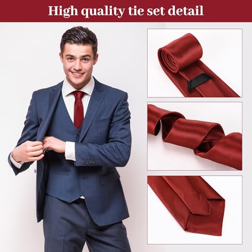 Image of Syhood 6 /12 /24 Pcs Men Ties Set Solid Satin Pure Color Business Formal Necktie Tie 57 inch for Men Occasion Wedding