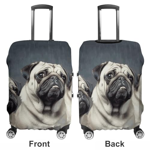 Funny Pug Dog Printed Luggage Cover Protector, Fits 18-32 Inch Luggage3
