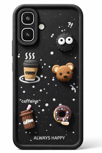 Image of Bintage Cute Fun Taddy Cartoon 3D Ball Bear Milk Cake Coffee Silicon Case Full Body & Camera Protection Back Cover Compatible for INFINIX SMART 10 - Black