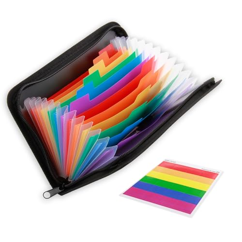 Fächermappe für A6, Dokumentenmappe Datei Organizer mit Reißverschluss, 13 Fächern Ordnungsmappe Karteikarten Mappe Ordner Datei Organizer für Schecks Kartei Rechnungen Quittungen Tickets Coupon