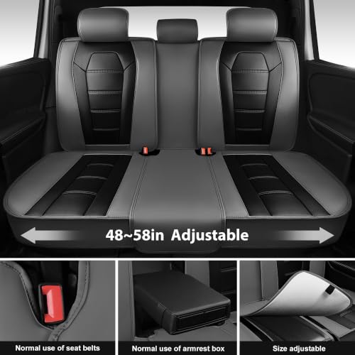 Image of CAR PASS Nappa Leather Car Seat Covers Full Set Faux Leather, Black Gray | Luxury Nappa Leather,360 Full Protection,Water resistant,3D Foam Comfort,Universal Fit for Most Cars SUV Truck,Scratch proof